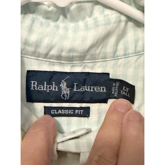 Ralph Lauren Polo Oxford Shirt Mens Size L Green Gingham Button Down Pony Preppy - Picture 6 of 11